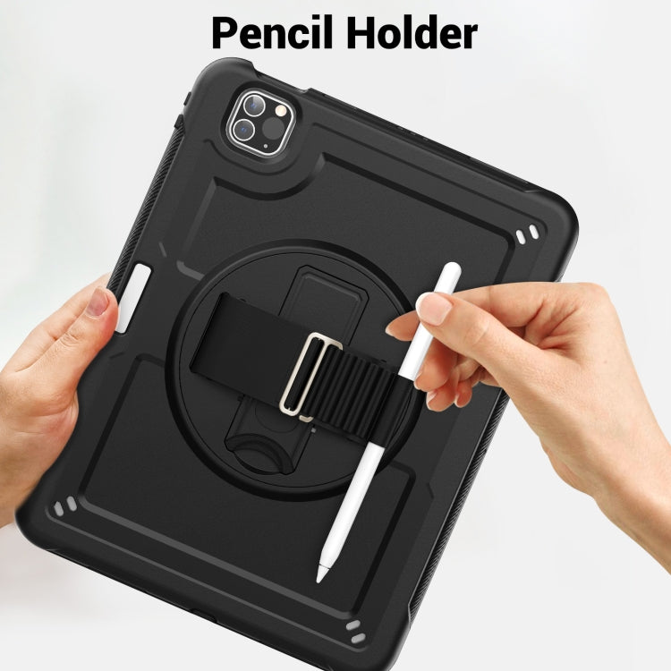 For iPad Air 2022 10.9 / Pro 11 2022 Honeycomb Hand Grip Turntable Stand Tablet Case(Black) - iPad Pro 11 (2022/2021) Cases by buy2fix | Online Shopping UK | buy2fix