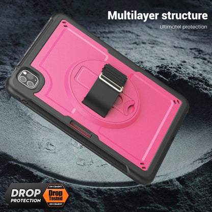 For iPad Air 2022 10.9 / Pro 11 2022 Honeycomb Hand Grip Turntable Stand Tablet Case(Rose Red) - iPad Pro 11 (2022/2021) Cases by buy2fix | Online Shopping UK | buy2fix