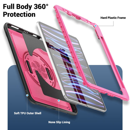 For iPad Air 2022 10.9 / Pro 11 2022 Honeycomb Hand Grip Turntable Stand Tablet Case(Rose Red) - iPad Pro 11 (2022/2021) Cases by buy2fix | Online Shopping UK | buy2fix