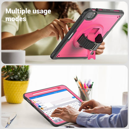For iPad Air 2022 10.9 / Pro 11 2022 Honeycomb Hand Grip Turntable Stand Tablet Case(Rose Red) - iPad Pro 11 (2022/2021) Cases by buy2fix | Online Shopping UK | buy2fix