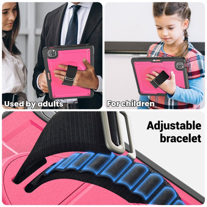 For iPad Air 2022 10.9 / Pro 11 2022 Honeycomb Hand Grip Turntable Stand Tablet Case(Rose Red) - iPad Pro 11 (2022/2021) Cases by buy2fix | Online Shopping UK | buy2fix