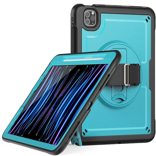 For iPad Air 2022 10.9 / Pro 11 2022 Honeycomb Hand Grip Turntable Stand Tablet Case(Light Blue) - iPad Pro 11 (2022/2021) Cases by buy2fix | Online Shopping UK | buy2fix