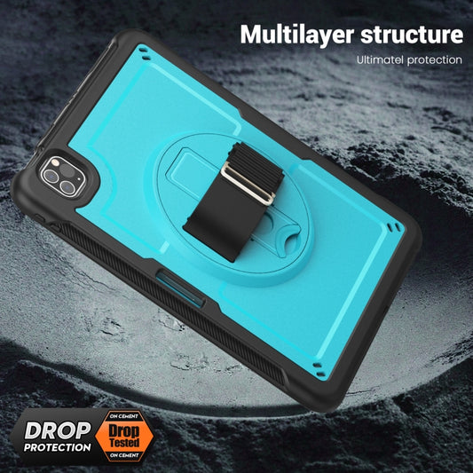 For iPad Air 2022 10.9 / Pro 11 2022 Honeycomb Hand Grip Turntable Stand Tablet Case(Light Blue) - iPad Pro 11 (2022/2021) Cases by buy2fix | Online Shopping UK | buy2fix