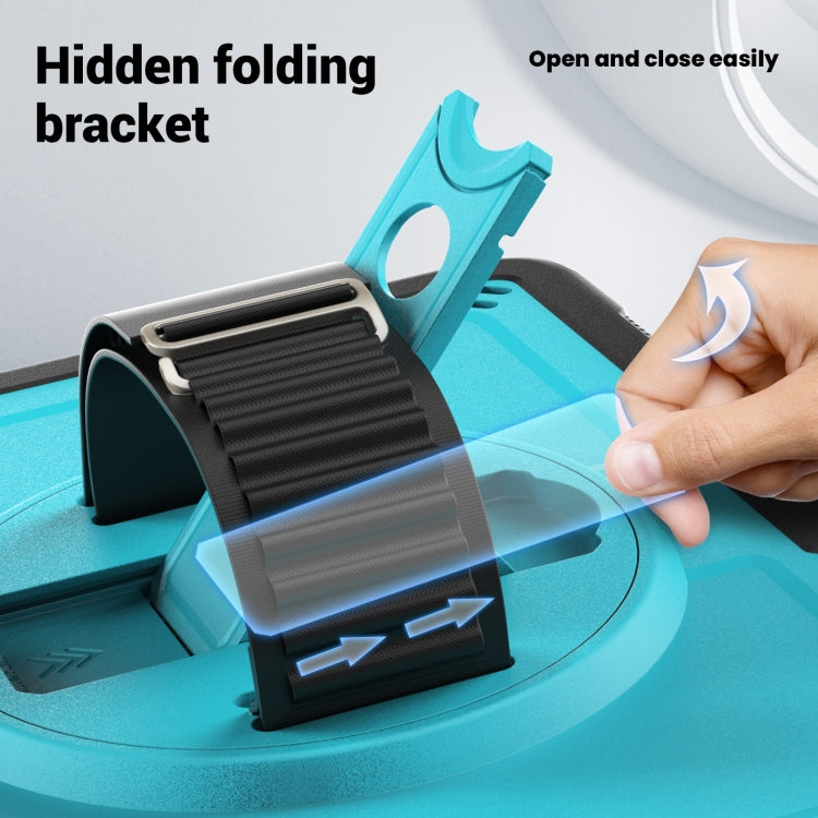 For iPad Air 2022 10.9 / Pro 11 2022 Honeycomb Hand Grip Turntable Stand Tablet Case(Light Blue) - iPad Pro 11 (2022/2021) Cases by buy2fix | Online Shopping UK | buy2fix