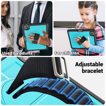 For iPad Air 2022 10.9 / Pro 11 2022 Honeycomb Hand Grip Turntable Stand Tablet Case(Light Blue) - iPad Pro 11 (2022/2021) Cases by buy2fix | Online Shopping UK | buy2fix