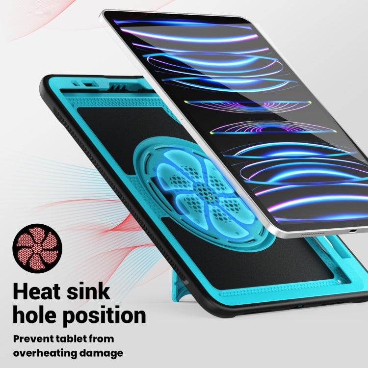 For iPad Air 2022 10.9 / Pro 11 2022 Honeycomb Hand Grip Turntable Stand Tablet Case(Light Blue) - iPad Pro 11 (2022/2021) Cases by buy2fix | Online Shopping UK | buy2fix