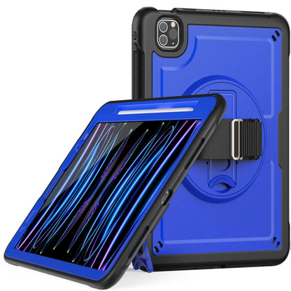 For iPad Air 2022 10.9 / Pro 11 2022 Honeycomb Hand Grip Turntable Stand Tablet Case(Dark Blue) - iPad Pro 11 (2022/2021) Cases by buy2fix | Online Shopping UK | buy2fix