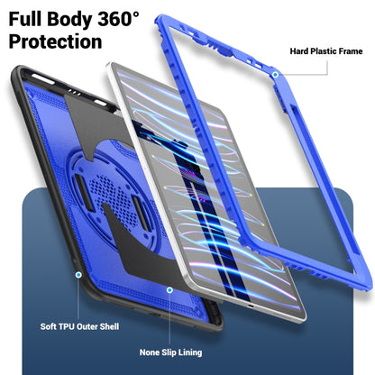 For iPad Air 2022 10.9 / Pro 11 2022 Honeycomb Hand Grip Turntable Stand Tablet Case(Dark Blue) - iPad Pro 11 (2022/2021) Cases by buy2fix | Online Shopping UK | buy2fix