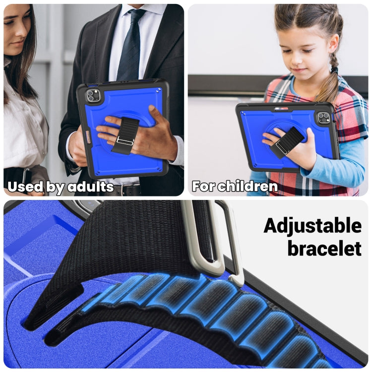 For iPad Air 2022 10.9 / Pro 11 2022 Honeycomb Hand Grip Turntable Stand Tablet Case(Dark Blue) - iPad Pro 11 (2022/2021) Cases by buy2fix | Online Shopping UK | buy2fix