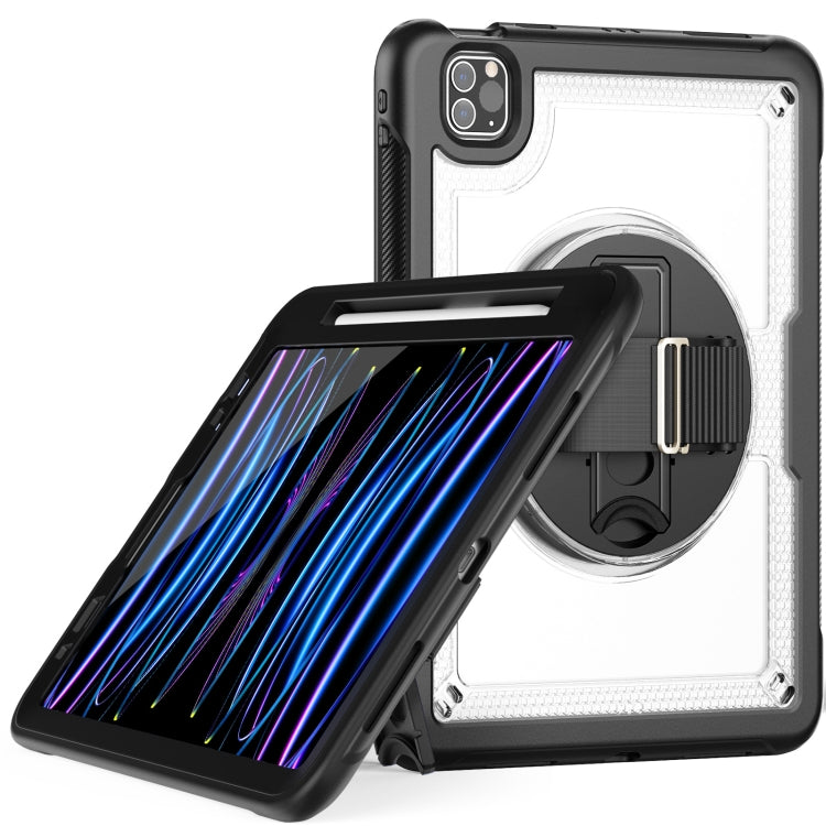 For iPad Air 2022 10.9 / Pro 11 2022 Honeycomb Hand Grip Turntable Stand Tablet Case(Transparent) - iPad Pro 11 (2022/2021) Cases by buy2fix | Online Shopping UK | buy2fix
