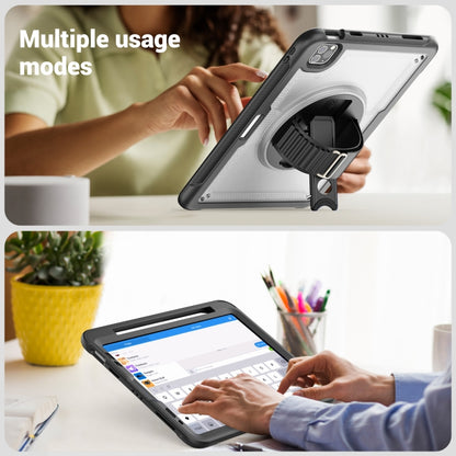 For iPad Air 2022 10.9 / Pro 11 2022 Honeycomb Hand Grip Turntable Stand Tablet Case(Transparent) - iPad Pro 11 (2022/2021) Cases by buy2fix | Online Shopping UK | buy2fix