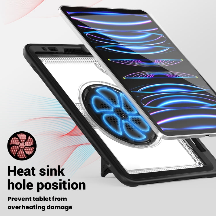 For iPad Air 2022 10.9 / Pro 11 2022 Honeycomb Hand Grip Turntable Stand Tablet Case(Transparent) - iPad Pro 11 (2022/2021) Cases by buy2fix | Online Shopping UK | buy2fix