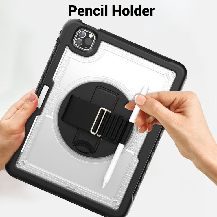 For iPad Air 2022 10.9 / Pro 11 2022 Honeycomb Hand Grip Turntable Stand Tablet Case(Transparent) - iPad Pro 11 (2022/2021) Cases by buy2fix | Online Shopping UK | buy2fix