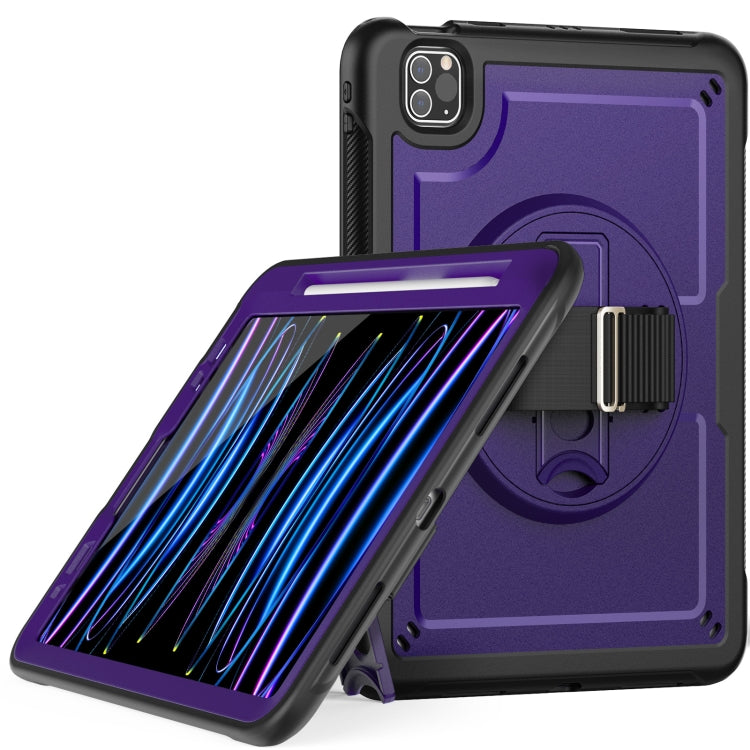 For iPad Air 2022 10.9 / Pro 11 2022 Honeycomb Hand Grip Turntable Stand Tablet Case(Purple) - iPad Pro 11 (2022/2021) Cases by buy2fix | Online Shopping UK | buy2fix