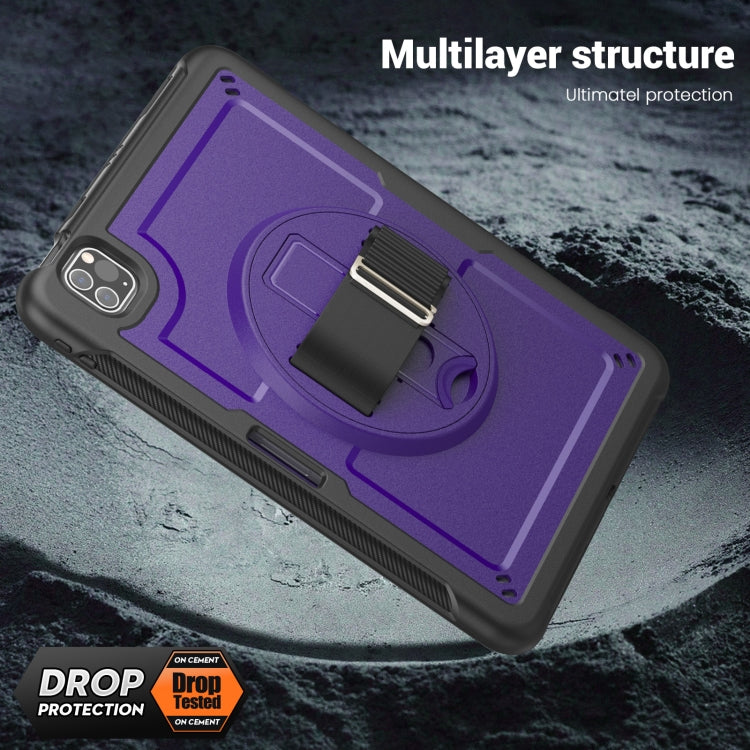 For iPad Air 2022 10.9 / Pro 11 2022 Honeycomb Hand Grip Turntable Stand Tablet Case(Purple) - iPad Pro 11 (2022/2021) Cases by buy2fix | Online Shopping UK | buy2fix