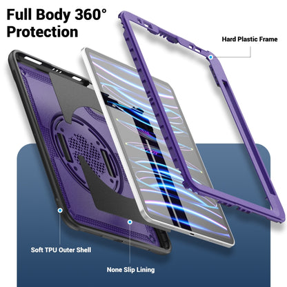 For iPad Air 2022 10.9 / Pro 11 2022 Honeycomb Hand Grip Turntable Stand Tablet Case(Purple) - iPad Pro 11 (2022/2021) Cases by buy2fix | Online Shopping UK | buy2fix