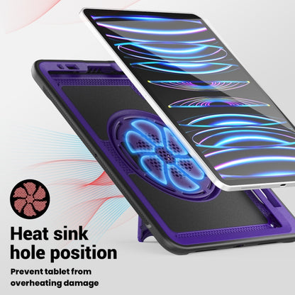 For iPad Air 2022 10.9 / Pro 11 2022 Honeycomb Hand Grip Turntable Stand Tablet Case(Purple) - iPad Pro 11 (2022/2021) Cases by buy2fix | Online Shopping UK | buy2fix