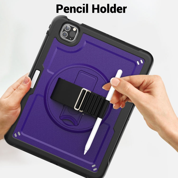 For iPad Air 2022 10.9 / Pro 11 2022 Honeycomb Hand Grip Turntable Stand Tablet Case(Purple) - iPad Pro 11 (2022/2021) Cases by buy2fix | Online Shopping UK | buy2fix