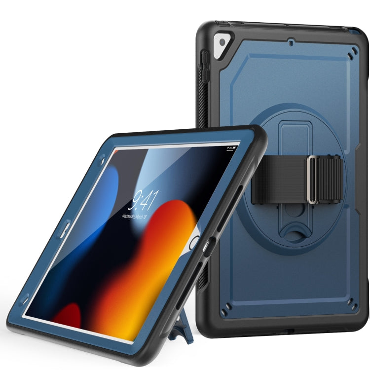 For iPad 10.2 2021 / 2020 / 10.5 2019 Honeycomb Hand Grip Turntable Stand Tablet Case(Navy Blue) - iPad 10.2 Cases by buy2fix | Online Shopping UK | buy2fix