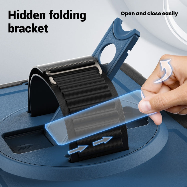 For iPad 10.2 2021 / 2020 / 10.5 2019 Honeycomb Hand Grip Turntable Stand Tablet Case(Navy Blue) - iPad 10.2 Cases by buy2fix | Online Shopping UK | buy2fix