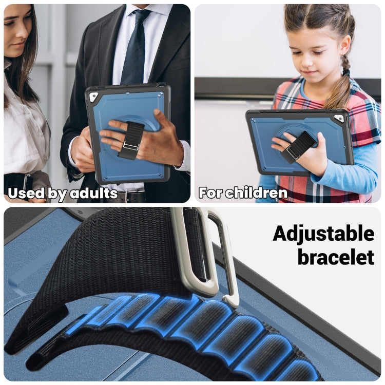 For iPad 10.2 2021 / 2020 / 10.5 2019 Honeycomb Hand Grip Turntable Stand Tablet Case(Navy Blue) - iPad 10.2 Cases by buy2fix | Online Shopping UK | buy2fix