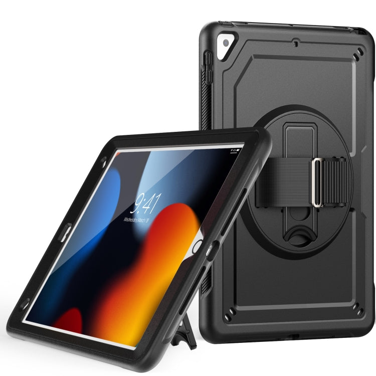 For iPad 10.2 2021 / 2020 / 10.5 2019 Honeycomb Hand Grip Turntable Stand Tablet Case(Black) - iPad 10.2 Cases by buy2fix | Online Shopping UK | buy2fix