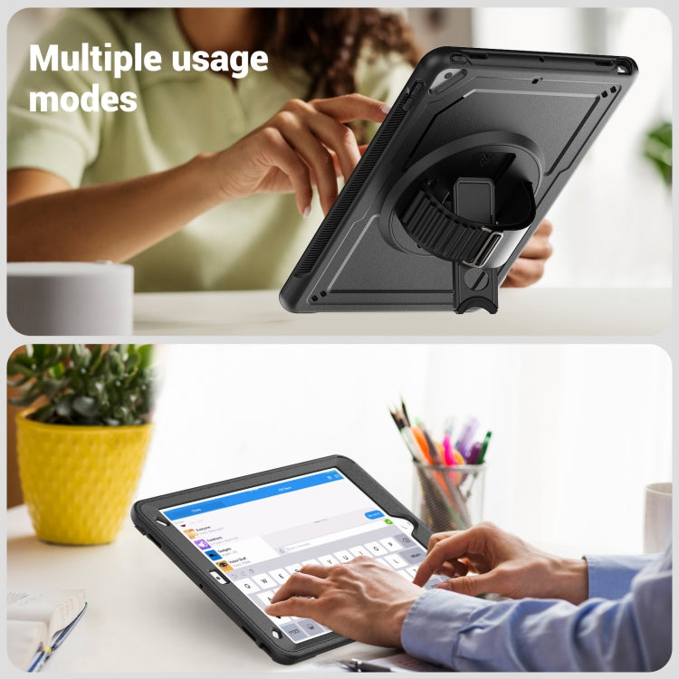 For iPad 10.2 2021 / 2020 / 10.5 2019 Honeycomb Hand Grip Turntable Stand Tablet Case(Black) - iPad 10.2 Cases by buy2fix | Online Shopping UK | buy2fix