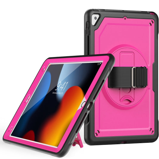 For iPad 10.2 2021 / 2020 / 10.5 2019 Honeycomb Hand Grip Turntable Stand Tablet Case(Rose Red) - iPad 10.2 Cases by buy2fix | Online Shopping UK | buy2fix