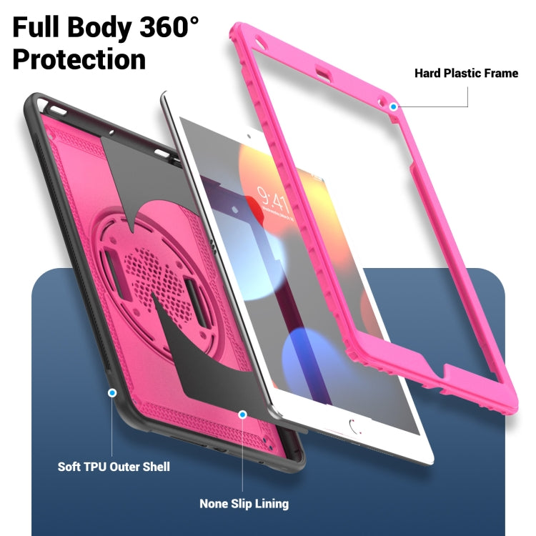 For iPad 10.2 2021 / 2020 / 10.5 2019 Honeycomb Hand Grip Turntable Stand Tablet Case(Rose Red) - iPad 10.2 Cases by buy2fix | Online Shopping UK | buy2fix