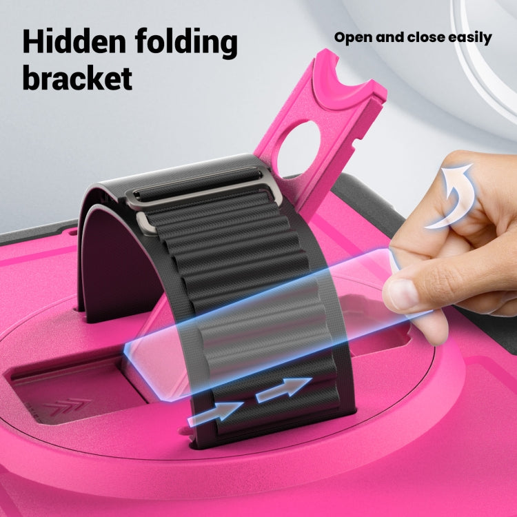 For iPad 10.2 2021 / 2020 / 10.5 2019 Honeycomb Hand Grip Turntable Stand Tablet Case(Rose Red) - iPad 10.2 Cases by buy2fix | Online Shopping UK | buy2fix