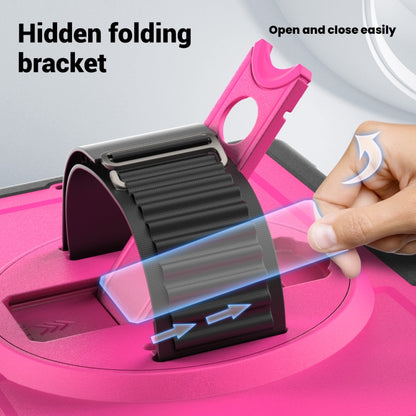 For iPad 10.2 2021 / 2020 / 10.5 2019 Honeycomb Hand Grip Turntable Stand Tablet Case(Rose Red) - iPad 10.2 Cases by buy2fix | Online Shopping UK | buy2fix