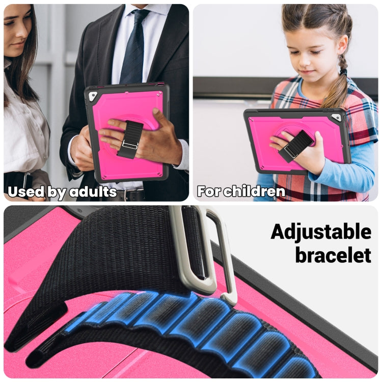 For iPad 10.2 2021 / 2020 / 10.5 2019 Honeycomb Hand Grip Turntable Stand Tablet Case(Rose Red) - iPad 10.2 Cases by buy2fix | Online Shopping UK | buy2fix