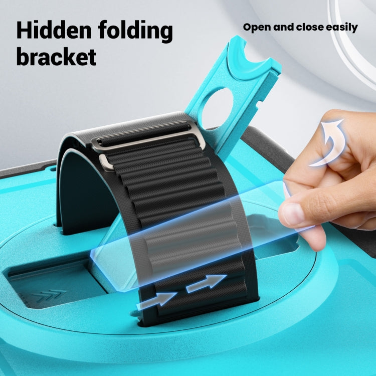 For iPad 10.2 2021 / 2020 / 10.5 2019 Honeycomb Hand Grip Turntable Stand Tablet Case(Light Blue) - iPad 10.2 Cases by buy2fix | Online Shopping UK | buy2fix