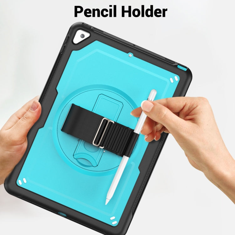 For iPad 10.2 2021 / 2020 / 10.5 2019 Honeycomb Hand Grip Turntable Stand Tablet Case(Light Blue) - iPad 10.2 Cases by buy2fix | Online Shopping UK | buy2fix