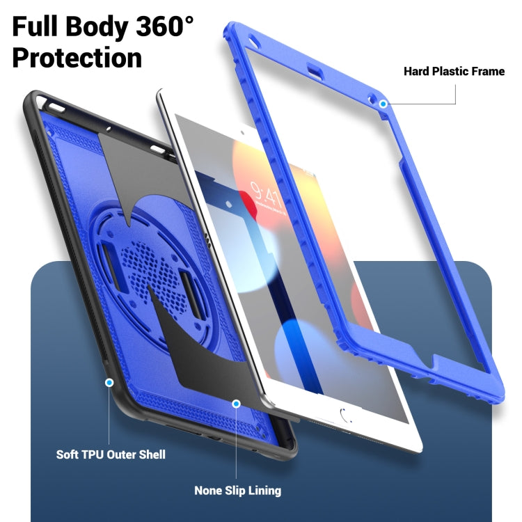 For iPad 10.2 2021 / 2020 / 10.5 2019 Honeycomb Hand Grip Turntable Stand Tablet Case(Dark Blue) - iPad 10.2 Cases by buy2fix | Online Shopping UK | buy2fix