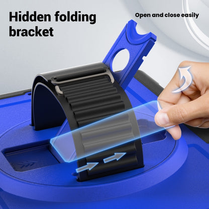 For iPad 10.2 2021 / 2020 / 10.5 2019 Honeycomb Hand Grip Turntable Stand Tablet Case(Dark Blue) - iPad 10.2 Cases by buy2fix | Online Shopping UK | buy2fix