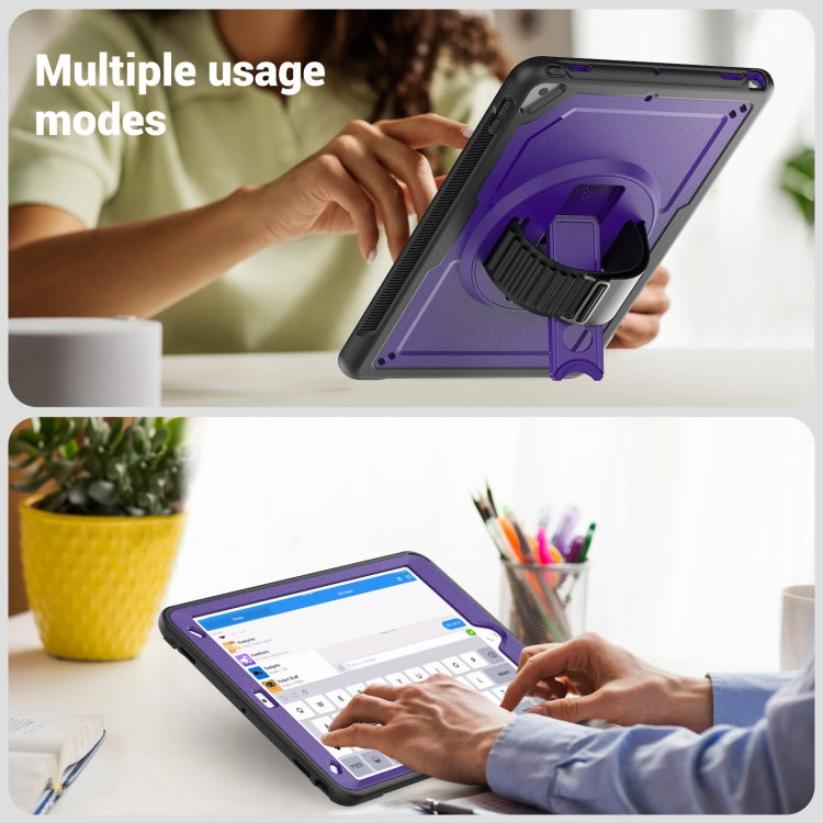 For iPad 10.2 2021 / 2020 / 10.5 2019 Honeycomb Hand Grip Turntable Stand Tablet Case(Purple) - iPad 10.2 Cases by buy2fix | Online Shopping UK | buy2fix