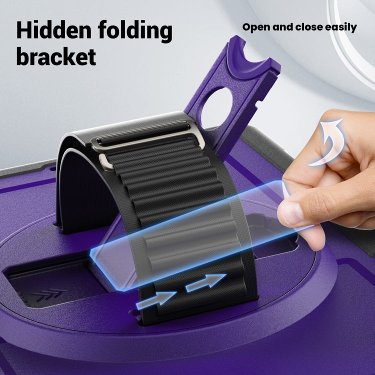 For iPad 10.2 2021 / 2020 / 10.5 2019 Honeycomb Hand Grip Turntable Stand Tablet Case(Purple) - iPad 10.2 Cases by buy2fix | Online Shopping UK | buy2fix