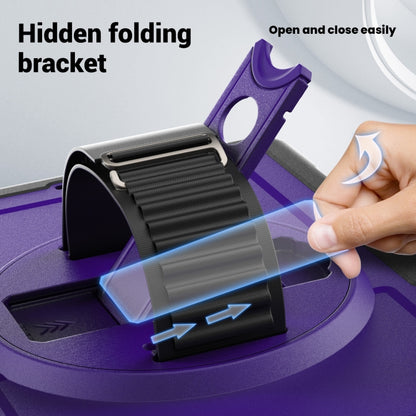 For iPad 10.2 2021 / 2020 / 10.5 2019 Honeycomb Hand Grip Turntable Stand Tablet Case(Purple) - iPad 10.2 Cases by buy2fix | Online Shopping UK | buy2fix