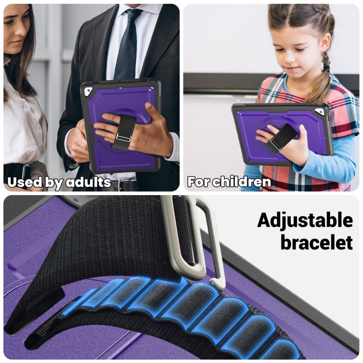 For iPad 10.2 2021 / 2020 / 10.5 2019 Honeycomb Hand Grip Turntable Stand Tablet Case(Purple) - iPad 10.2 Cases by buy2fix | Online Shopping UK | buy2fix
