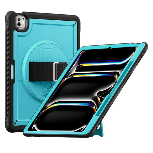 For iPad Pro 13 2025 / 2024 Honeycomb Hand Grip Turntable Stand Tablet Case(Light Blue) by buy2fix