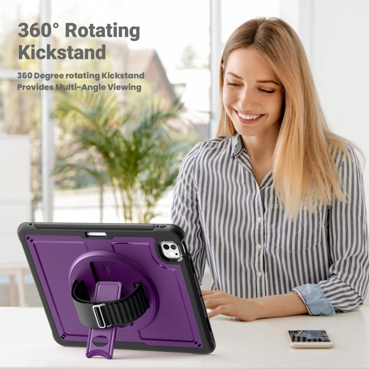 For iPad Pro 13 2024 Honeycomb Hand Grip Turntable Stand Tablet Case(Purple) - iPad Pro 13 2024 Cases by buy2fix | Online Shopping UK | buy2fix