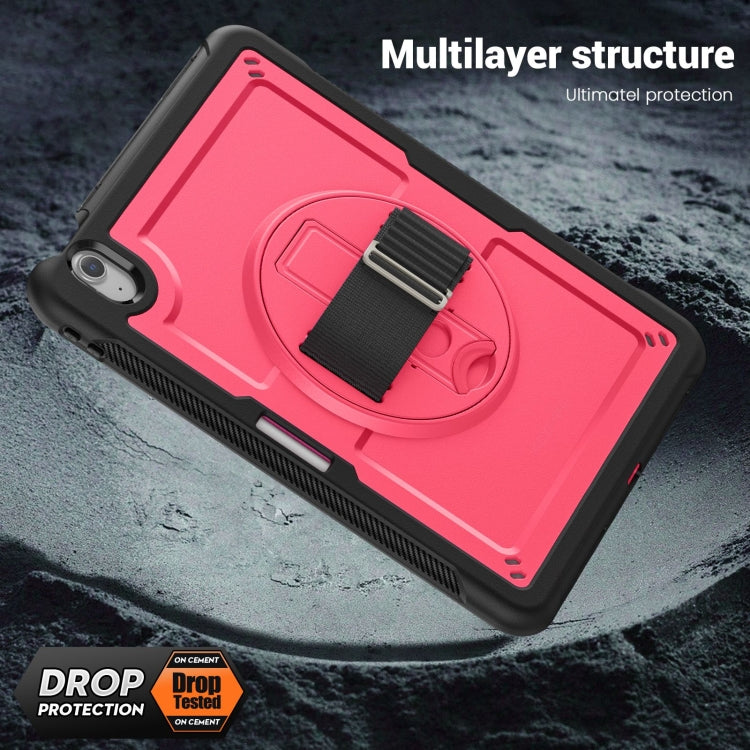 For iPad Air 11 2025 / 2024 Honeycomb Hand Grip Turntable Stand Tablet Case(Rose Red) by buy2fix