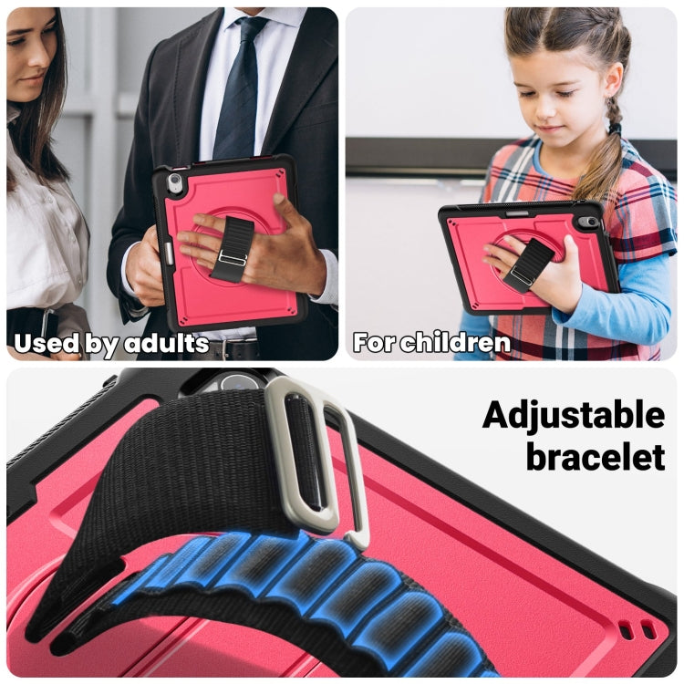 For iPad Air 11 2025 / 2024 Honeycomb Hand Grip Turntable Stand Tablet Case(Rose Red) by buy2fix