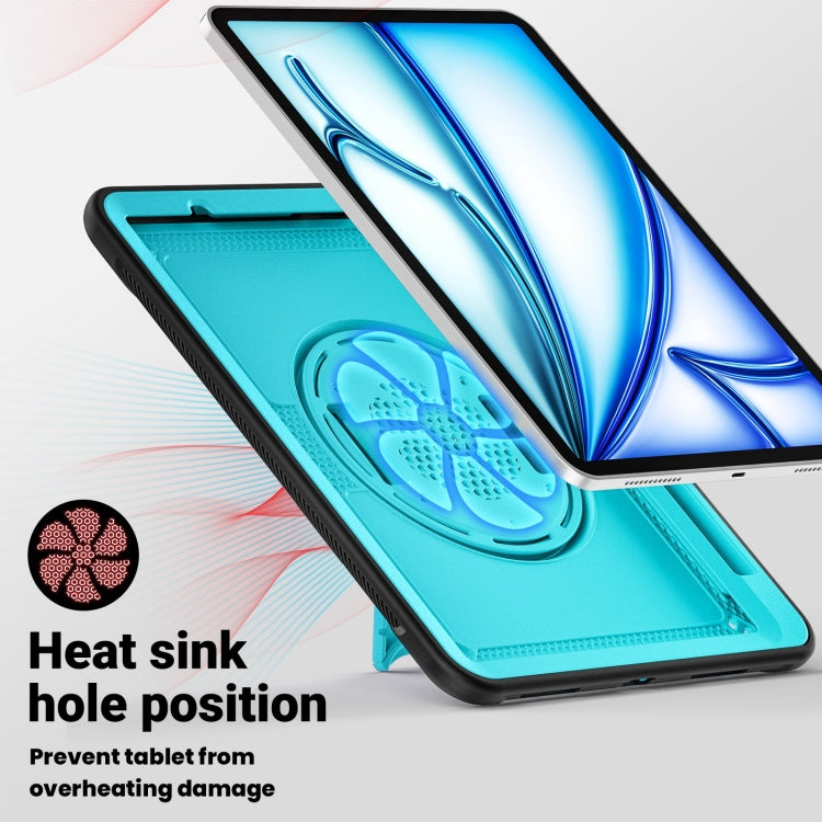 For iPad Air 11 2024 Honeycomb Hand Grip Turntable Stand Tablet Case(Light Blue) - iPad Air 11 2024 Cases by buy2fix | Online Shopping UK | buy2fix