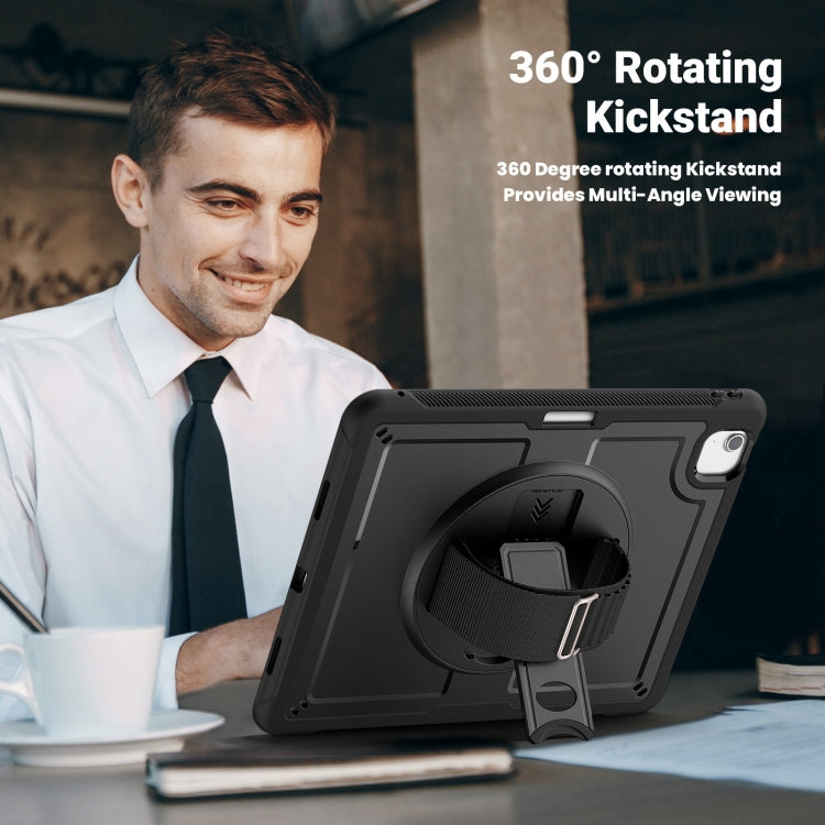 For iPad Air 13 2025 / 2024 Honeycomb Hand Grip Turntable Stand Tablet Case(Black) by buy2fix