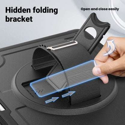 For iPad Air 13 2025 / 2024 Honeycomb Hand Grip Turntable Stand Tablet Case(Black) by buy2fix