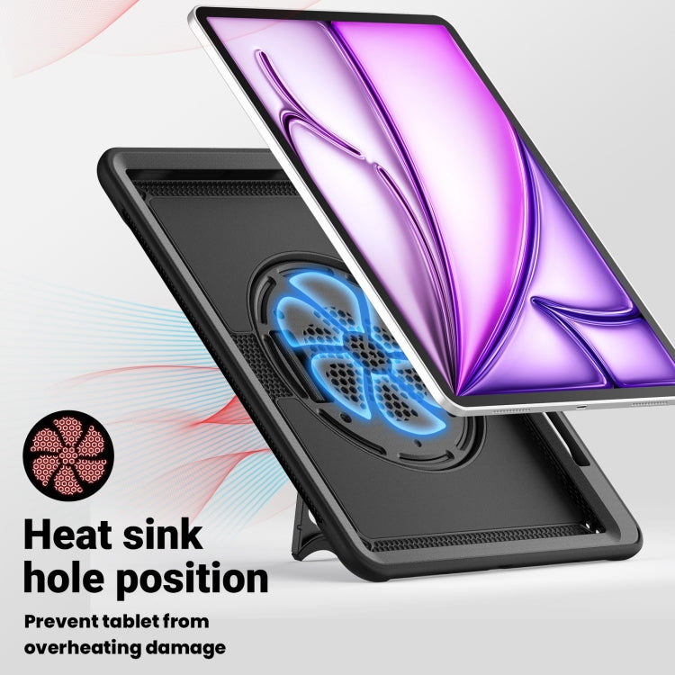 For iPad Air 13 2025 / 2024 Honeycomb Hand Grip Turntable Stand Tablet Case(Black) by buy2fix