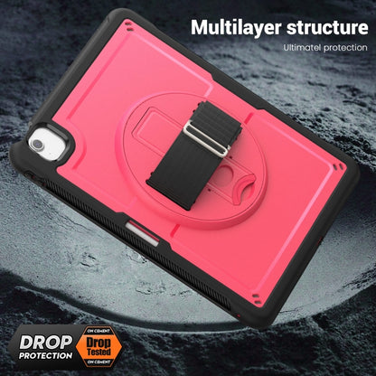 For iPad Air 13 2025 / 2024 Honeycomb Hand Grip Turntable Stand Tablet Case(Rose Red) by buy2fix