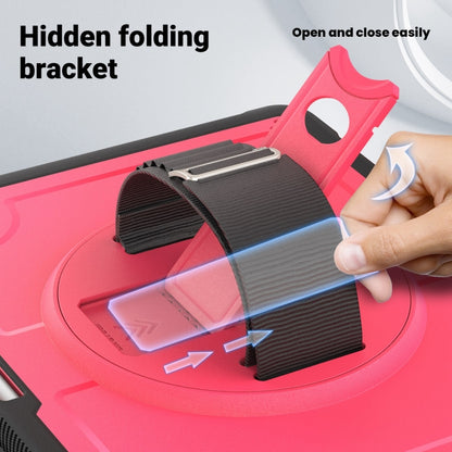 For iPad Air 13 2025 / 2024 Honeycomb Hand Grip Turntable Stand Tablet Case(Rose Red) by buy2fix